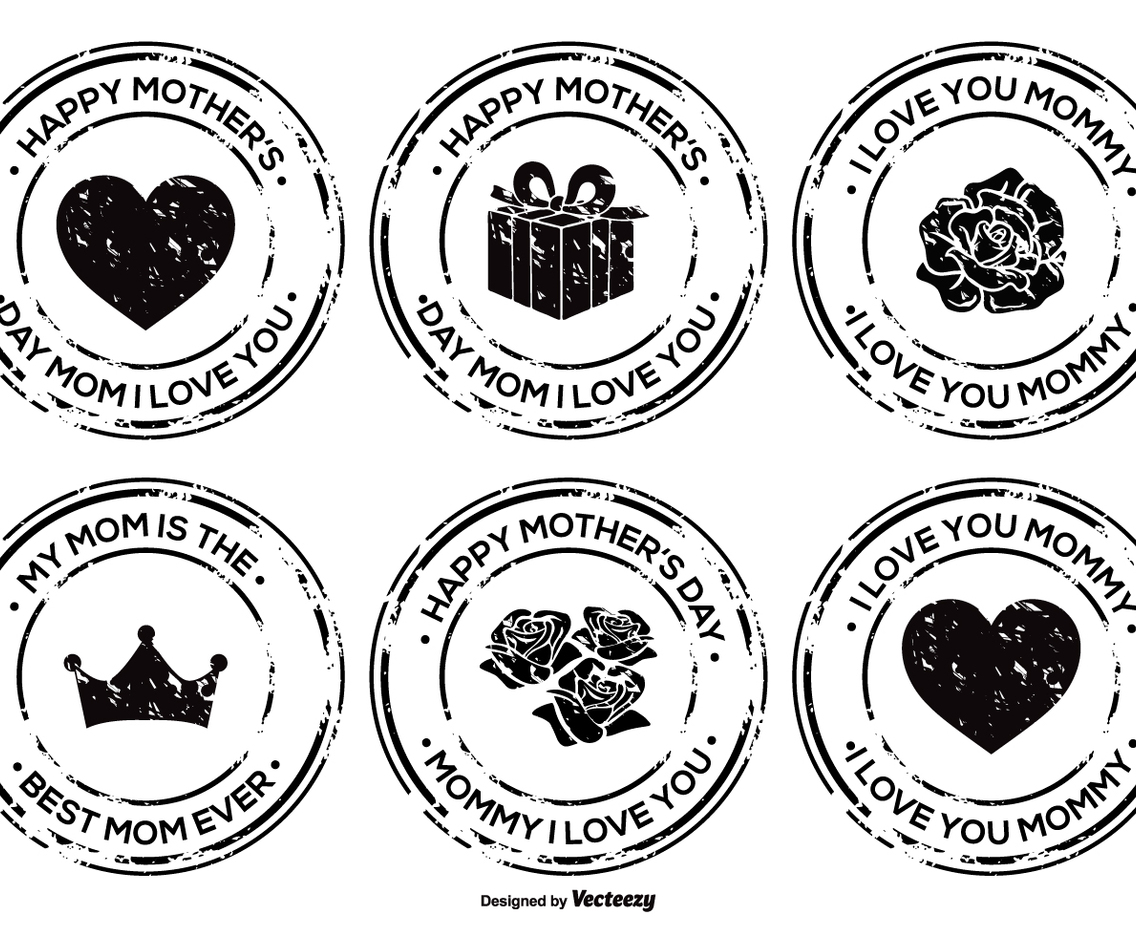 Mother's Day Grunge Badge Set