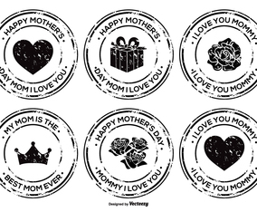 Mother's Day Grunge Badge Set