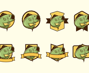 Free Largemouth Bass Fish Badge Vectors