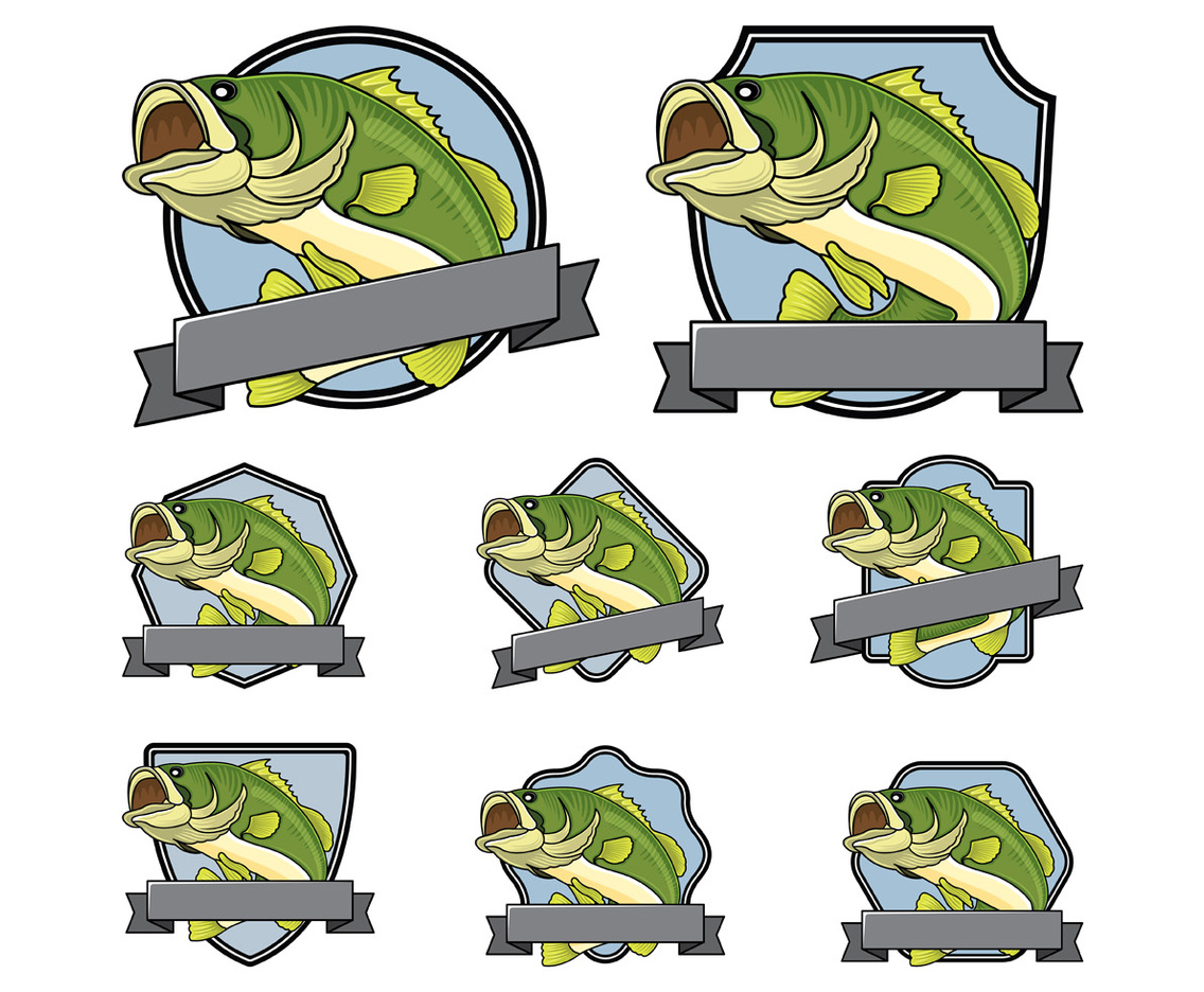 Bass fish Badge Vector