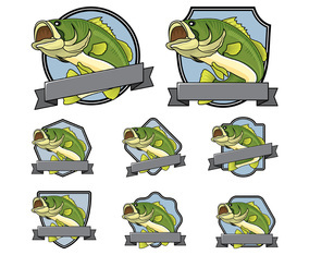 Bass fish Badge Vector
