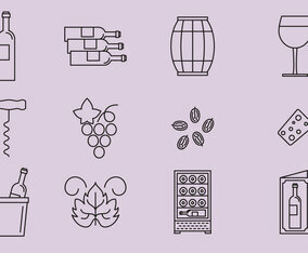 Grape And Wine Icons