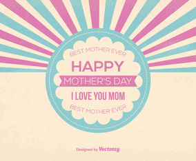Cute Retro Style Mother's Day Vector Illustration