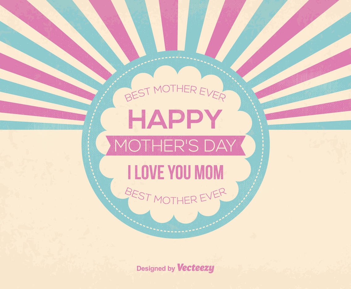Cute Retro Style Mother's Day Vector Illustration