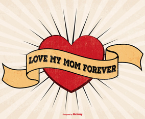I Love Mom Tattoo Style Illustration