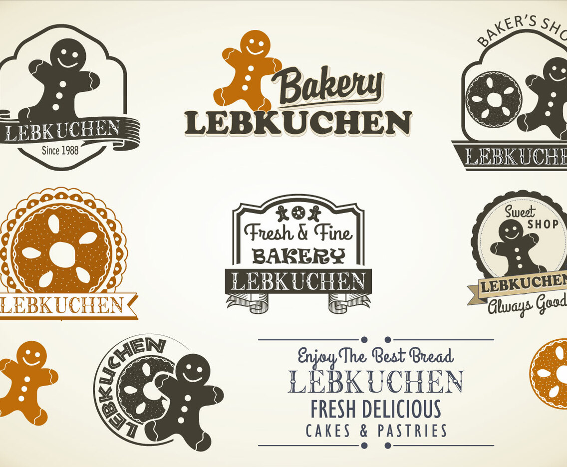 Lebkuchen styles badges vector