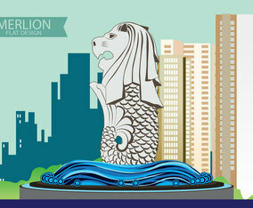 Illustration of Merlion Flat design