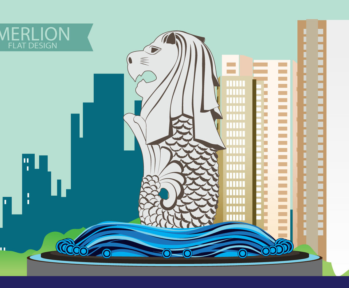Illustration of Merlion Flat design