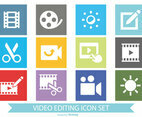 Flat Style Video Editing Icon Set