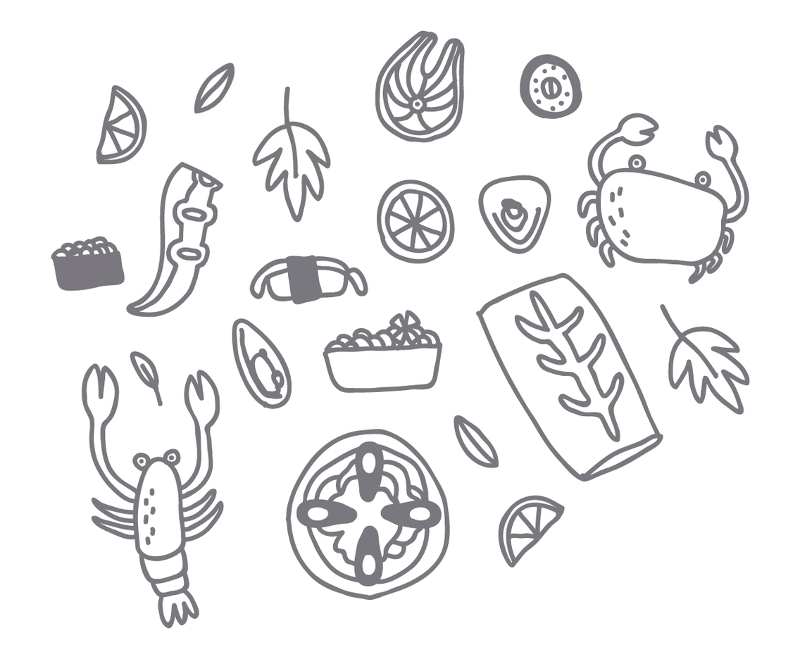 Free Style Seafood Drawing Vector