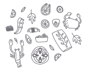 Free Style Seafood Drawing Vector