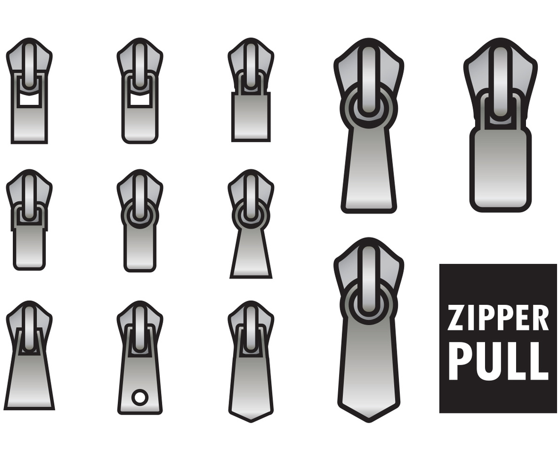Outlined Zipper Pull Vectors