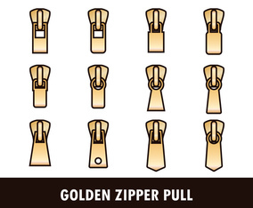 Outlined Golden Zipper Vectors