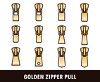 Outlined Golden Zipper Vectors