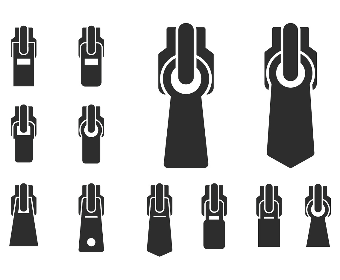 Set Of Different Zippers