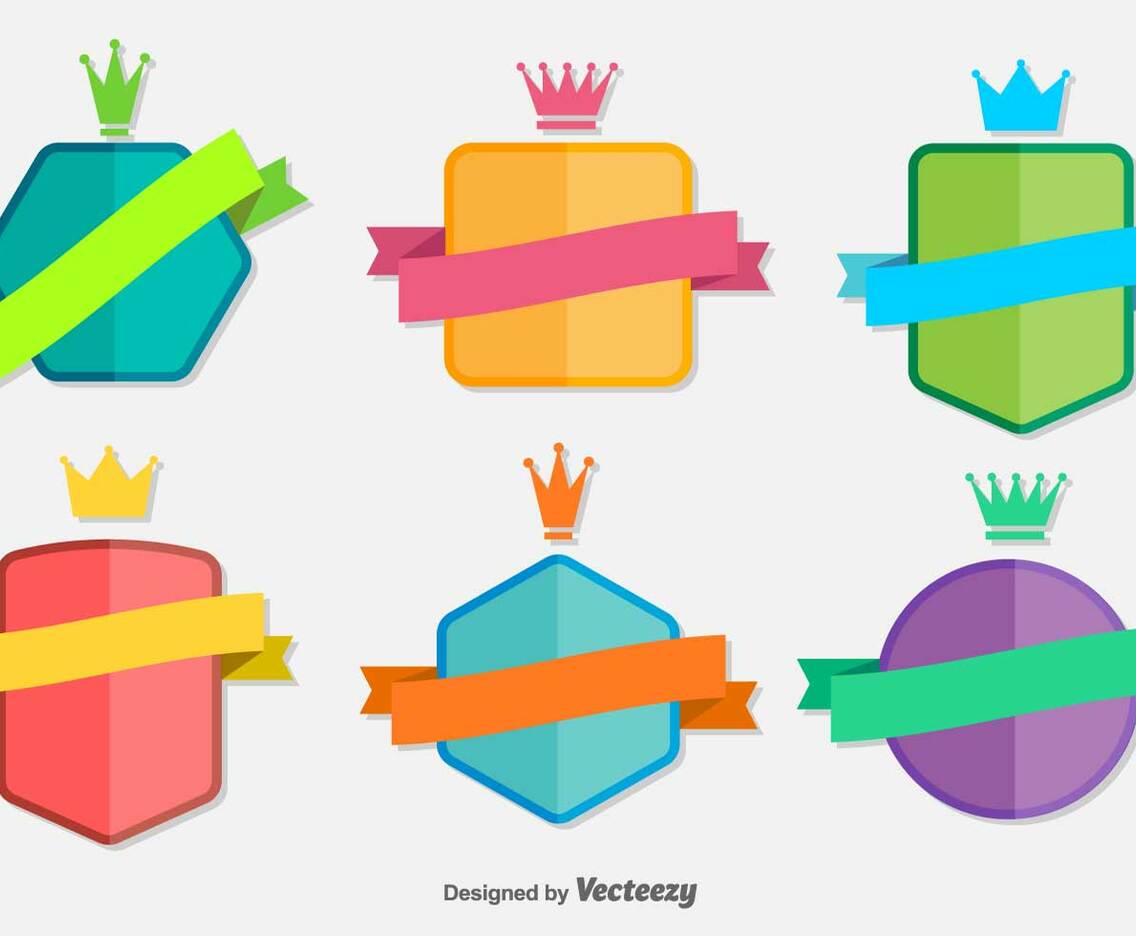 Flat Ribbon Vector Badges