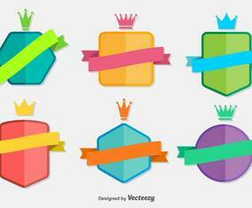 Flat Ribbon Vector Badges
