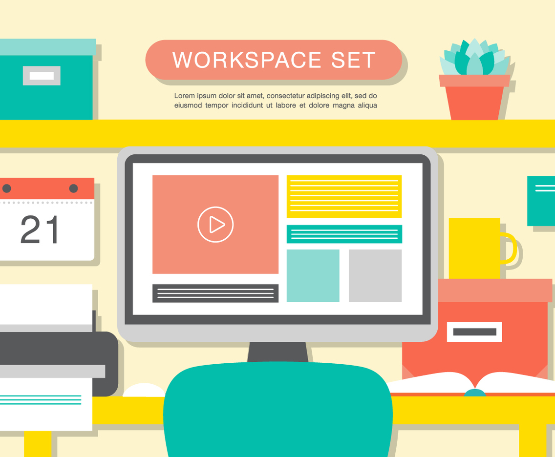 Free Modern Office Interior Vector Background