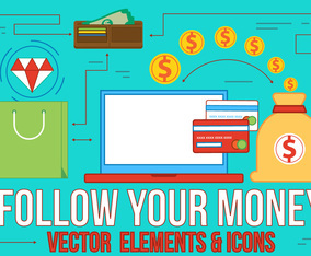 Follow Your Money Flat Design Vector