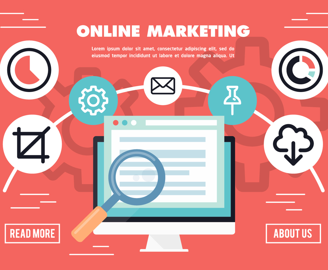 Free Flat Online Market Research Vector Background