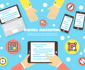 Free Flat Digital Marketing Icon Collection Vector Background