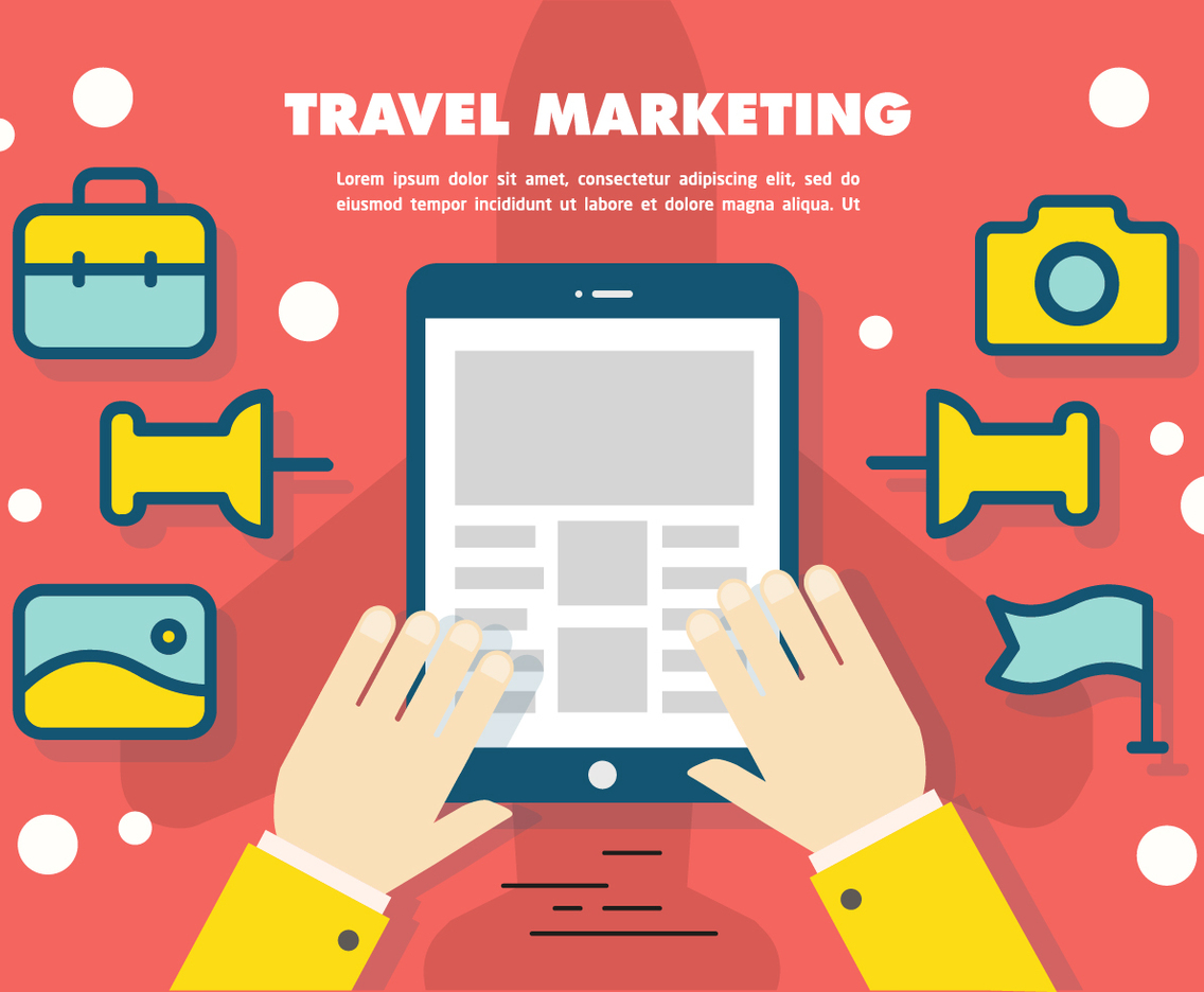 Free Flat Travel Marketing Vector Background
