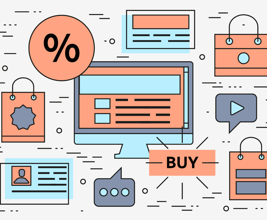 Free Linear Online Shopping Vector Background