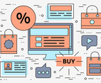 Free Linear Online Shopping Vector Background