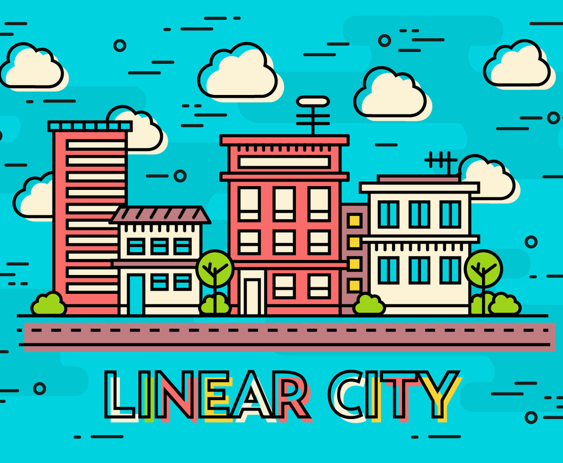 Free Teal Flat Linear Design Vector Image Concept
