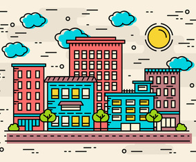 Free Flat Linear City Vector