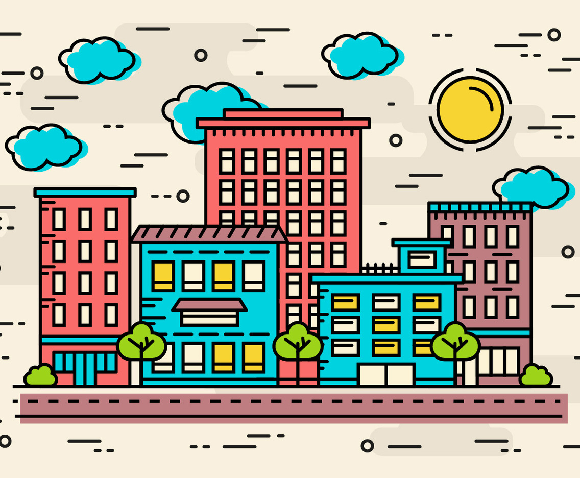 Free Flat Linear City Vector