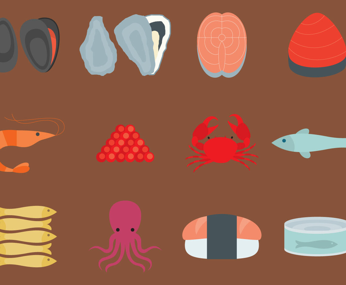 Sea Food Flat Icons