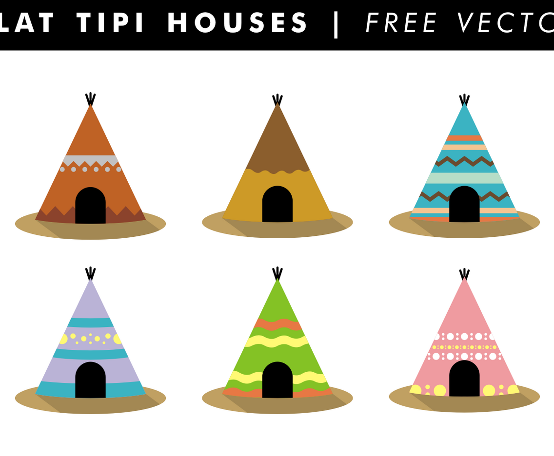 Flat Tipi Houses Free Vector