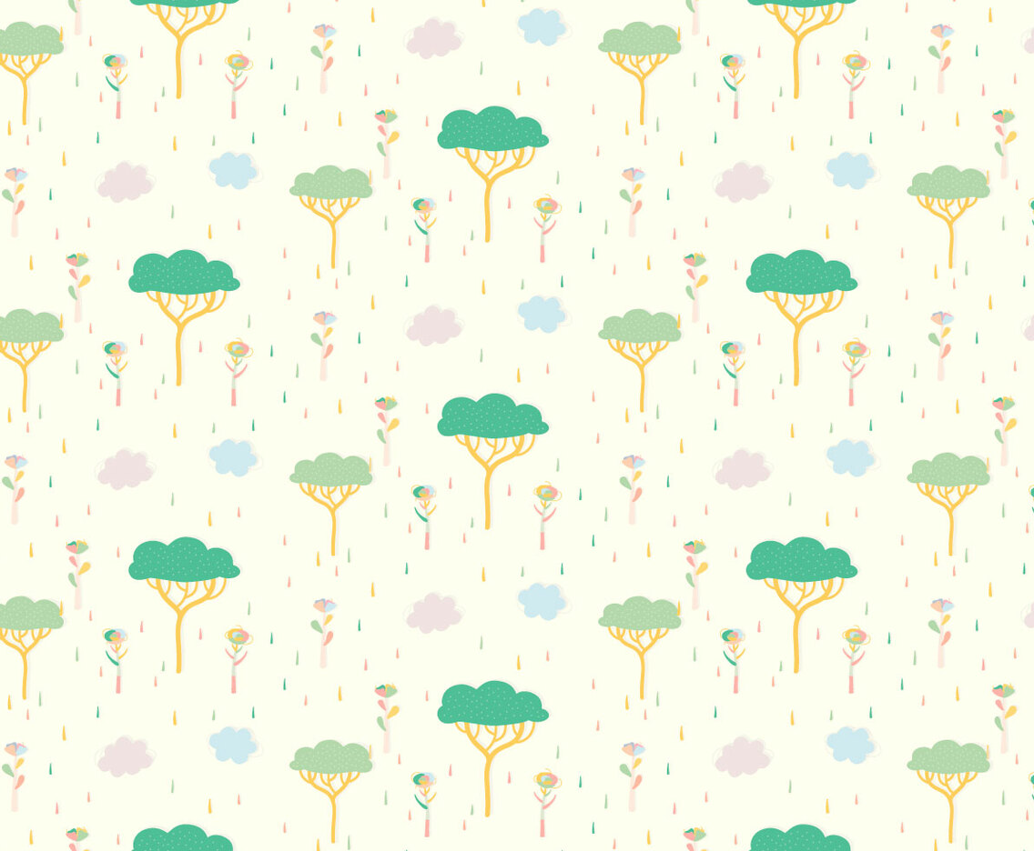Tree Plants Pastel Pattern