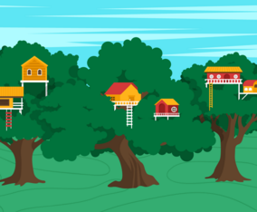 Vector Treehouse Scene