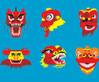 Barongsai Heads Vector