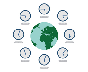 Vector World with Time Zone Clocks