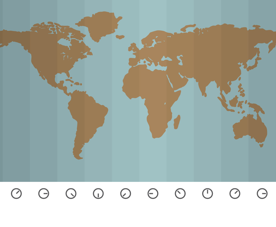Correct Hour Around the World Vector Map