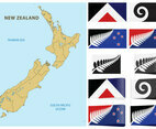 New Zealand Map And Flags