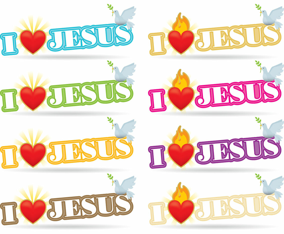 I Love Jesus Sacred Heart Vectors