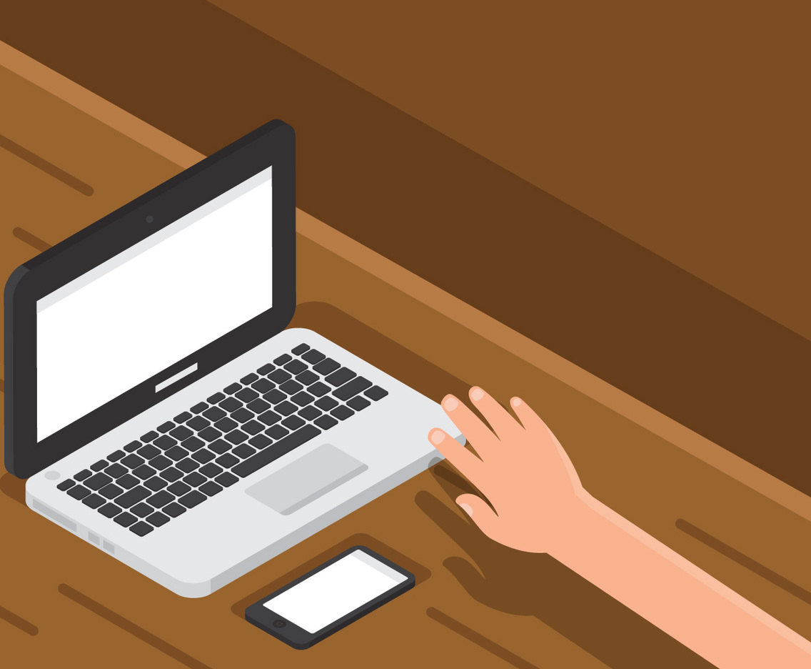 Laptop on wooden desk Technology