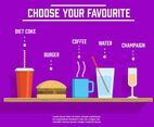 Different Free Vector Drinks And Food