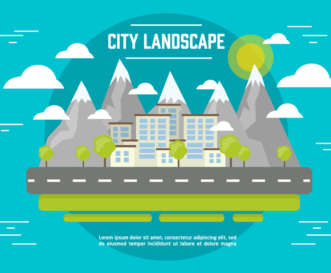 Free Flat City Landscape Vector Background
