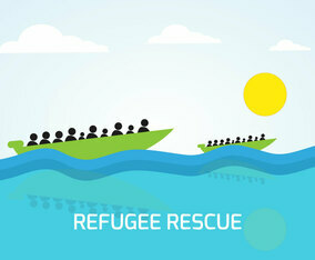 Free On Boat Of Rescue Vector