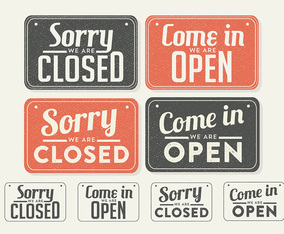 Vintage Sign Open and Closed Vector