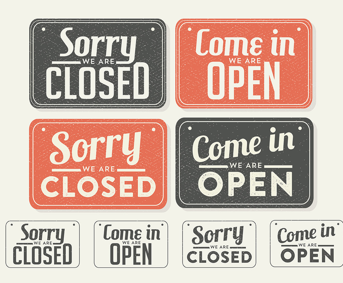Vintage Sign Open and Closed Vector