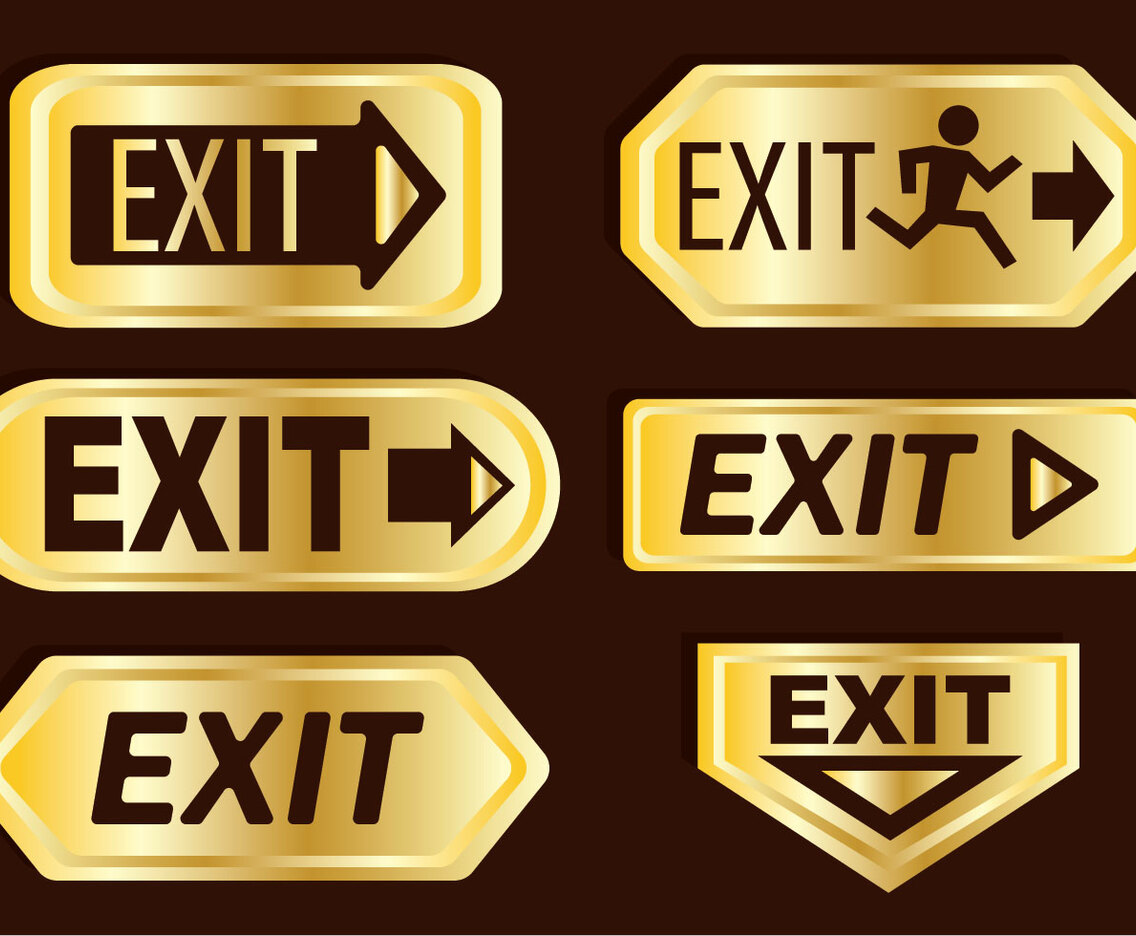 Emergency Exit Gold Icons