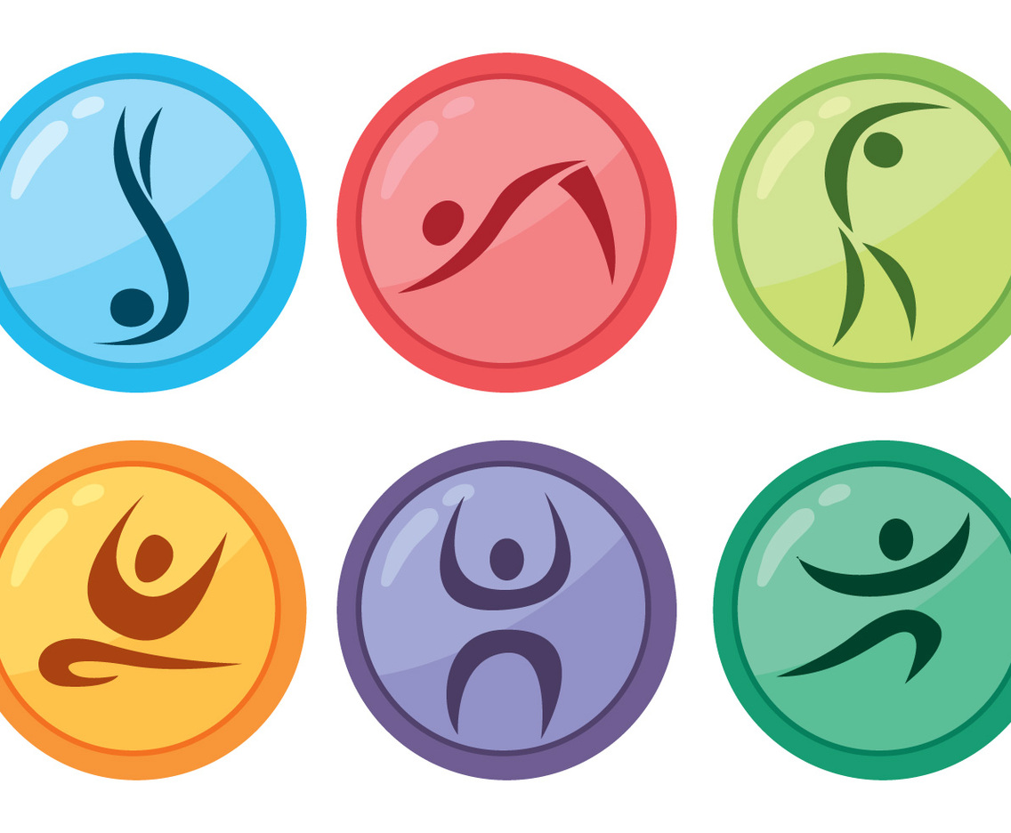 Colored Gymnast Circle Icons