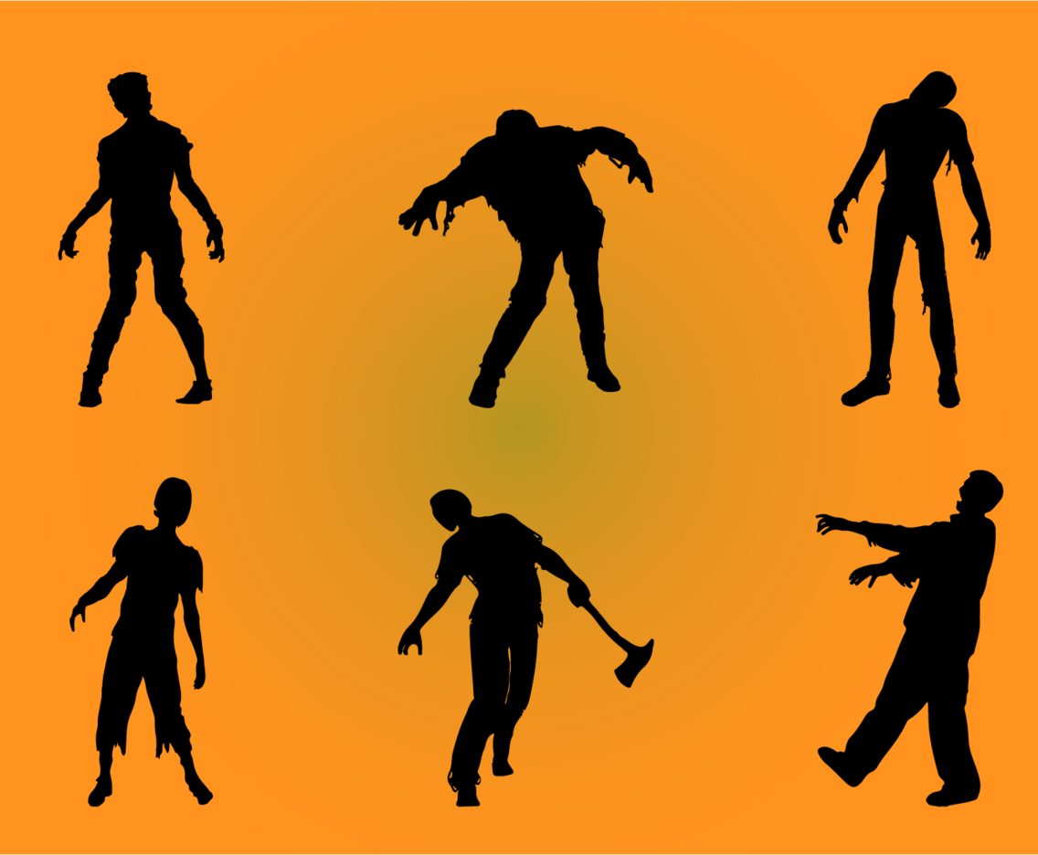 Zombie silhouettes set