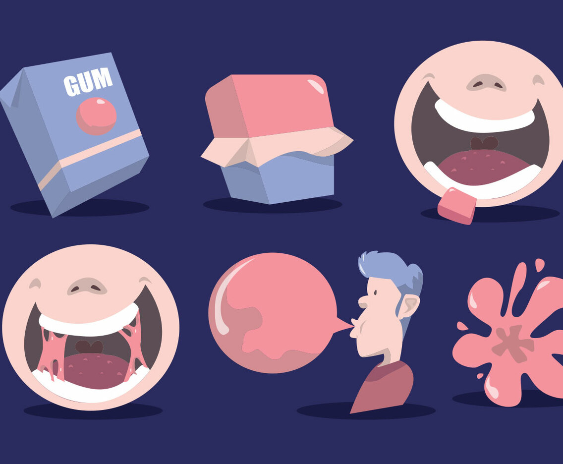 How To Bubble Gum Vector